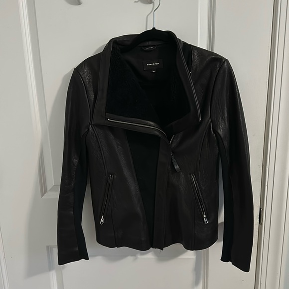 Black Leather Mackage jacket with suede panels andsoft collar- Size M